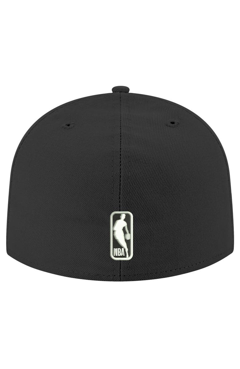 New Era Men's New Era Black Golden State Warriors Black & White 59FIFTY Fitted Hat, Alternate, color, Black