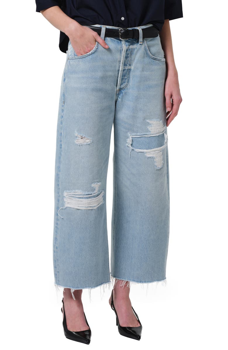 Citizens of Humanity Ayla Ripped High Waist Crop Baggy Wide Leg Jeans, Main, color, 