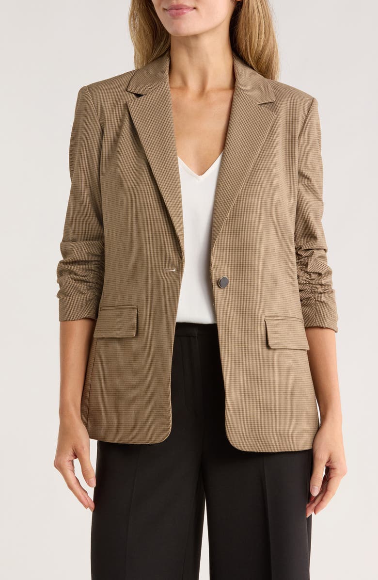 Calvin Klein Novelty Check Blazer, Main, color, Light Oak Leaf