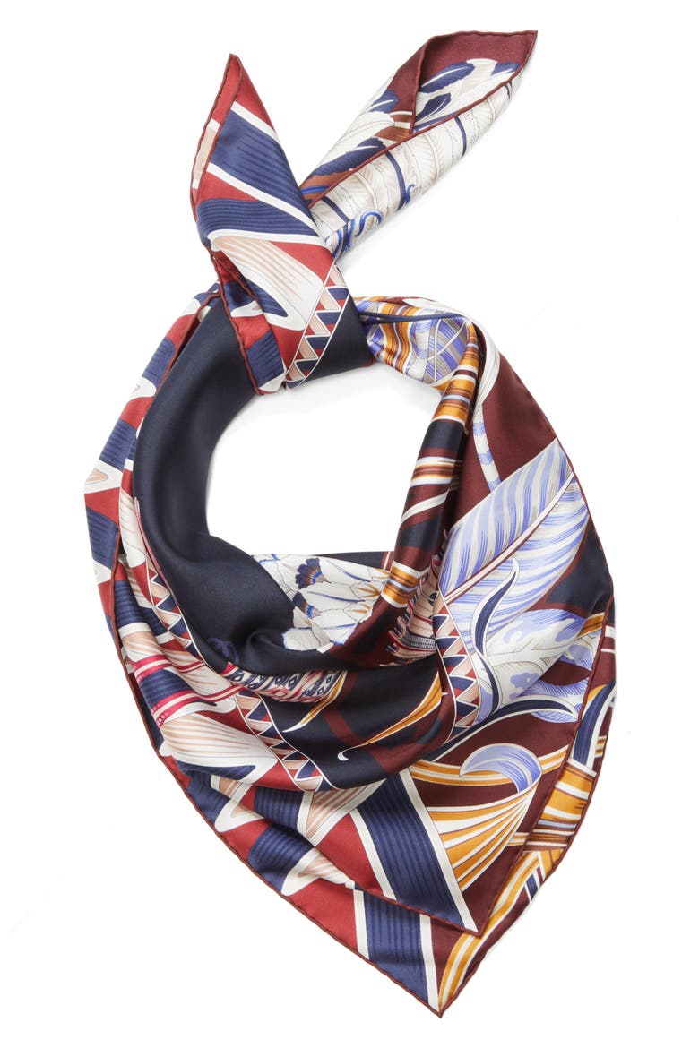 Giada Reversible Silk Scarf, Alternate, color, NAVY/ PLUM