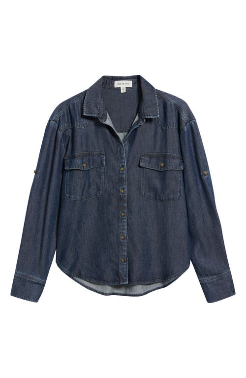 Cloth & Stone Roll Tab Denim Button-up Shirt In Blue