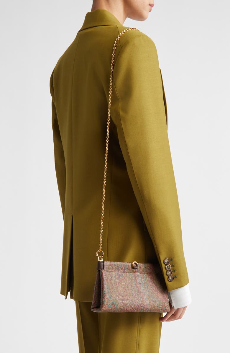 Etro Arnica Coated Canvas Wallet on a Chain, Alternate, color, Brown