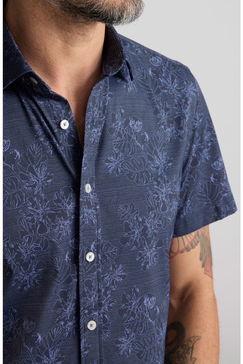 Short Sleeve Performance Button-Up Shirt, Alternate, color, NAVY