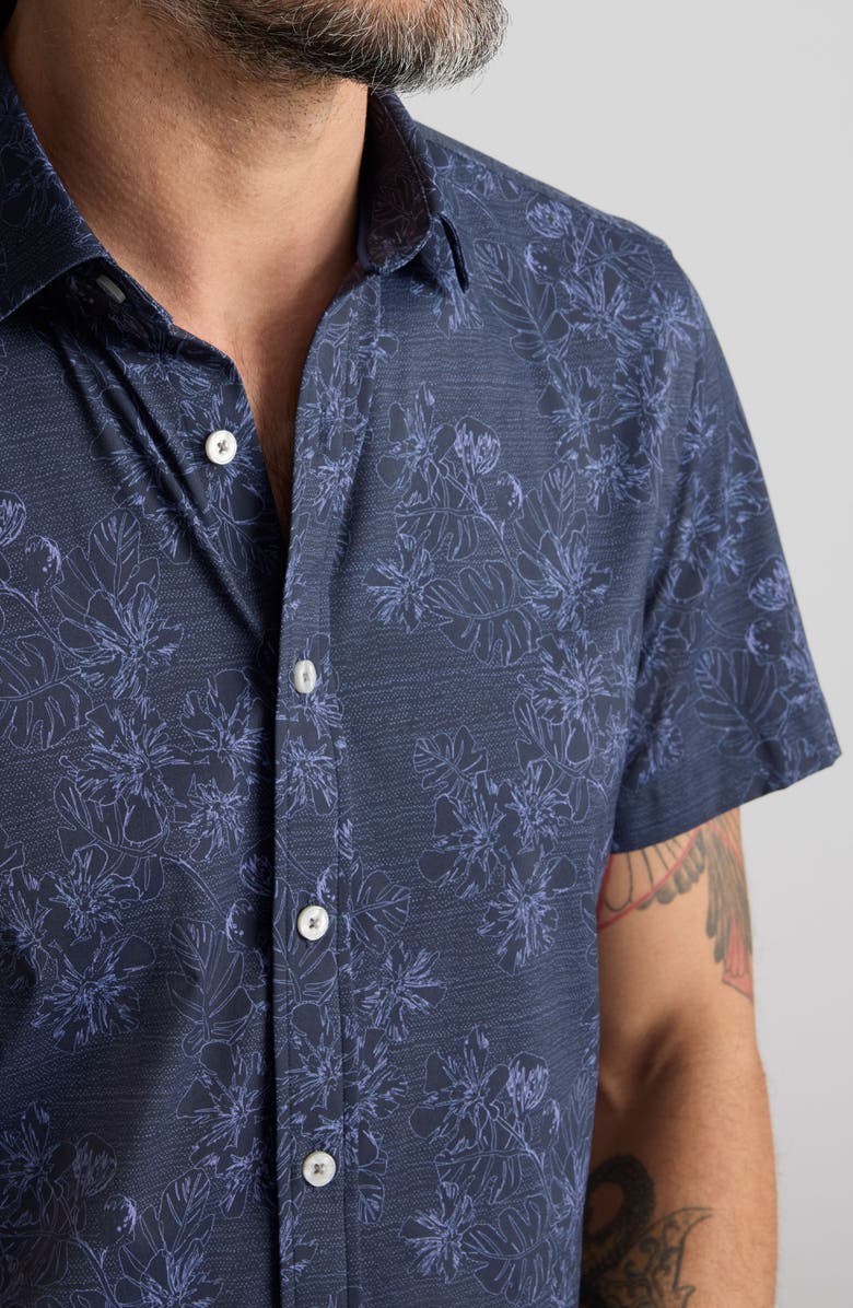 UNTUCKit Short Sleeve Performance Button-Up Shirt, Alternate, color, Navy