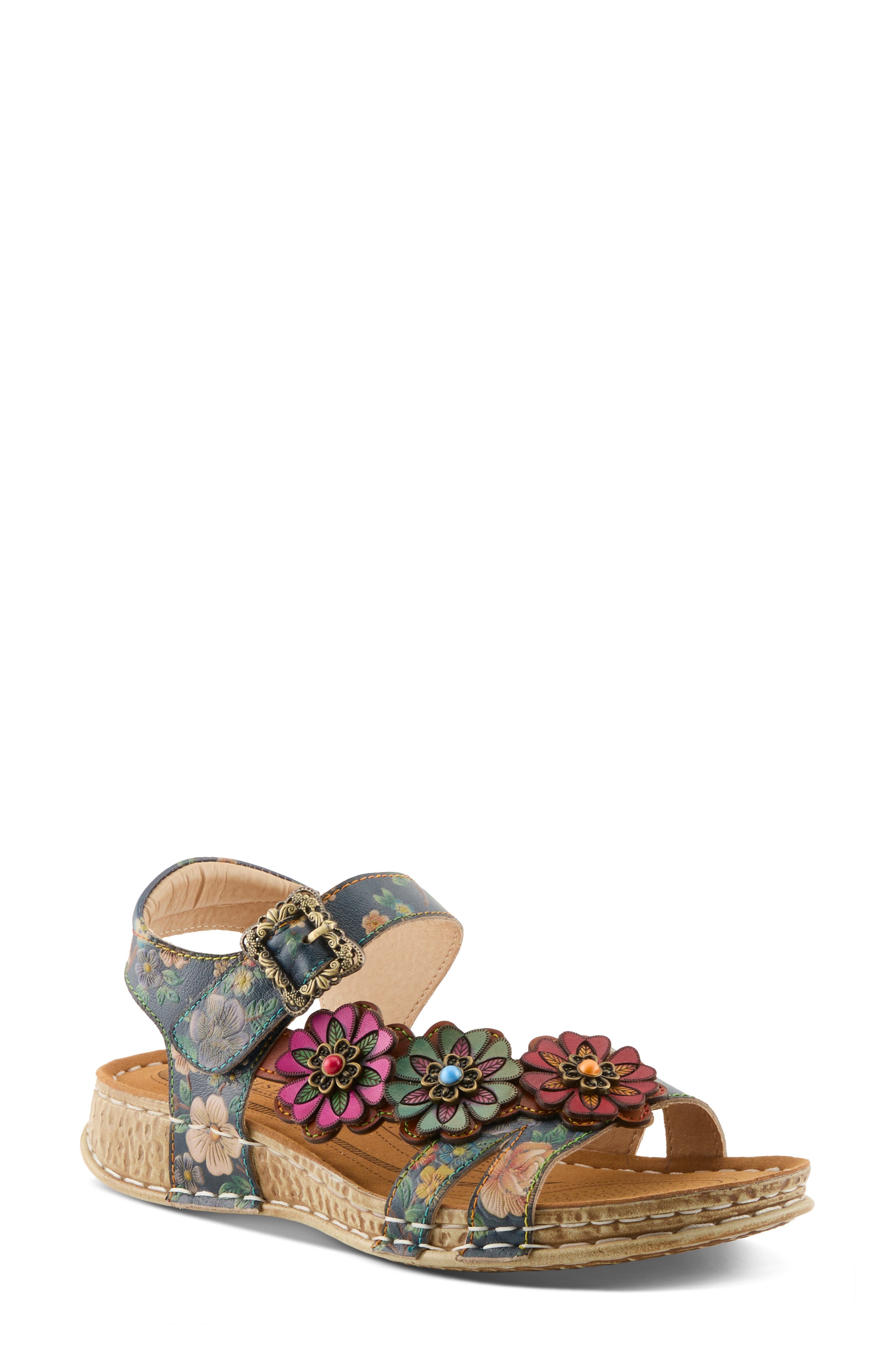 L'Artiste by Spring Step Off Center Sandal, Main, color, Navy Multi