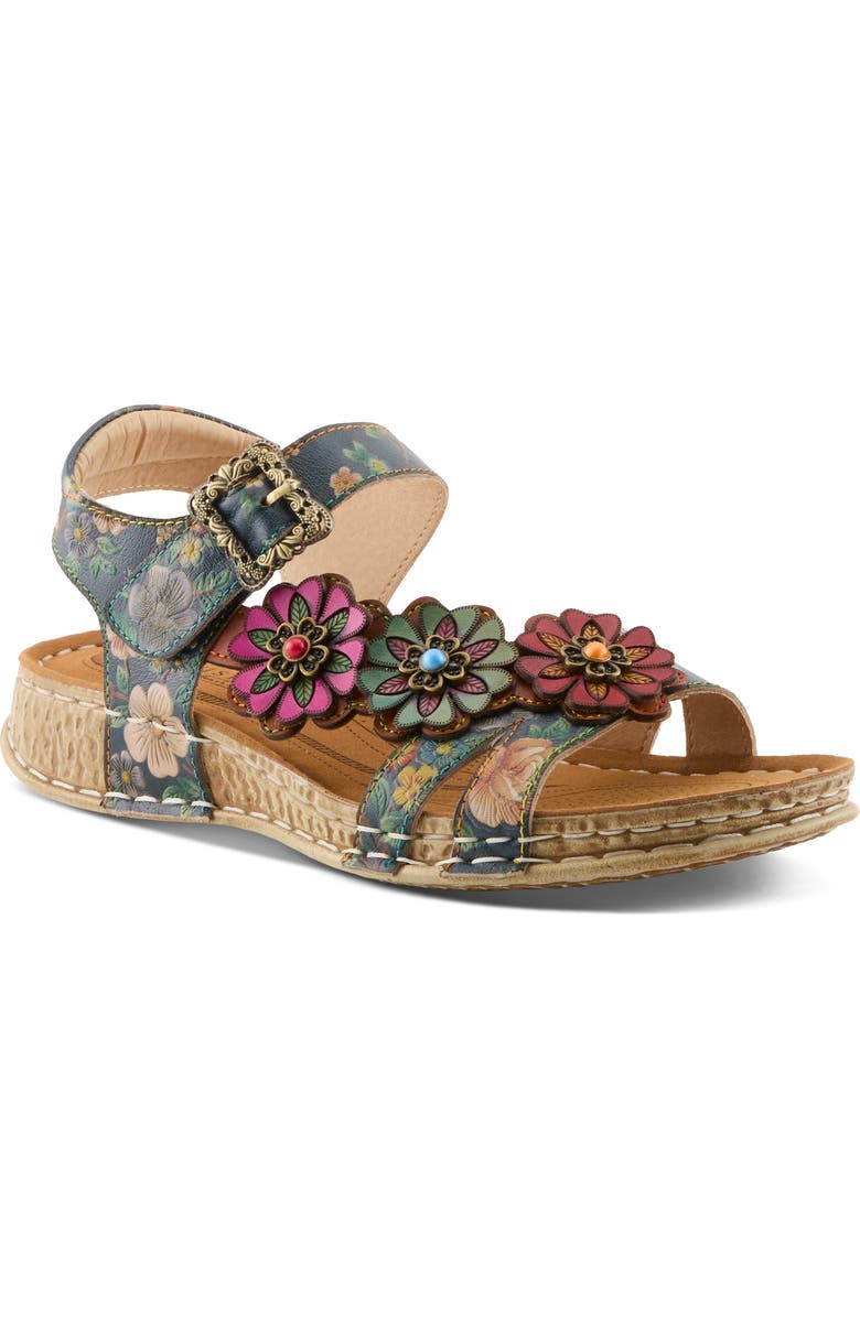 L'Artiste by Spring Step Off Center Sandal, Main, color, Navy Multi