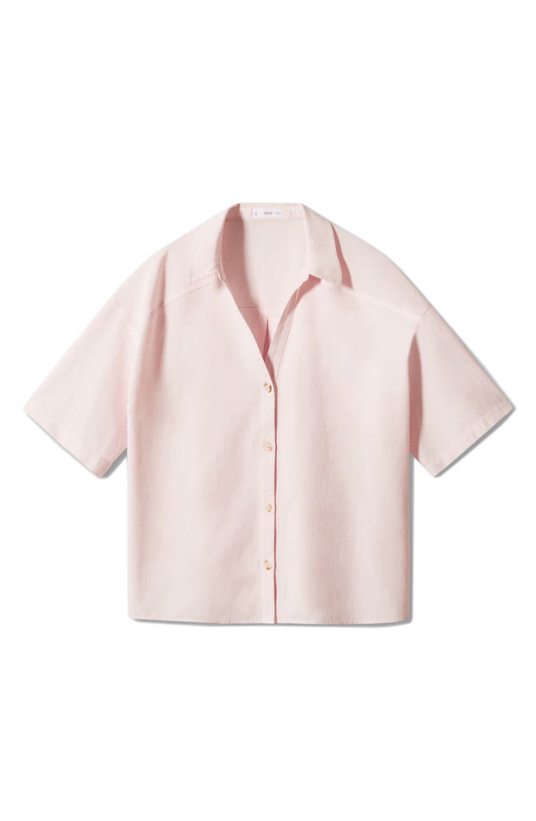 MANGO Short Sleeve Cotton & Linen Button-Up Shirt, Alternate, color, 