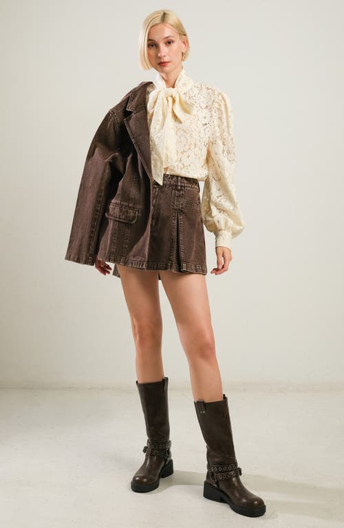 Freemarket Washed Denim Blazer In Brown