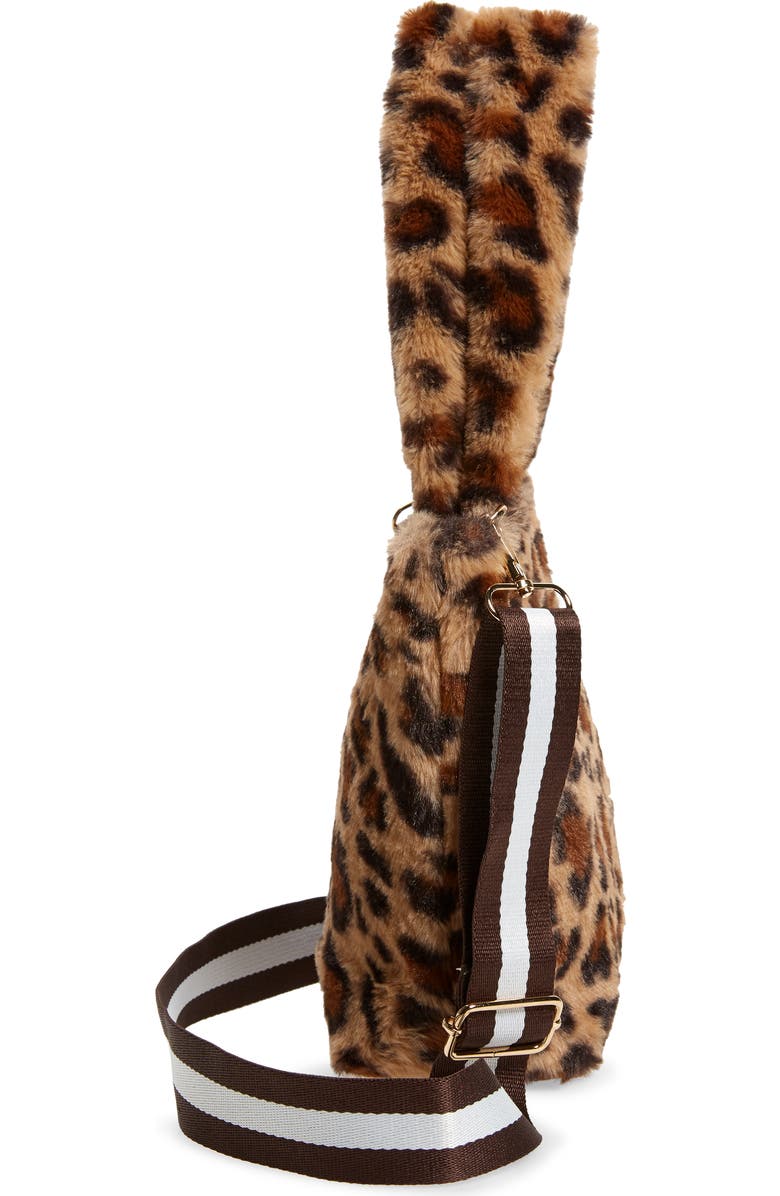 Bari Lynn Plush Leopard Print Faux Fur Crossbody Bag, Alternate, color,