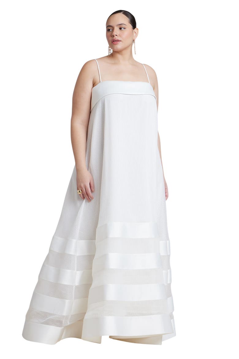 Dramatic Organza Trapeze Gown, Alternate, color, JET STREAM