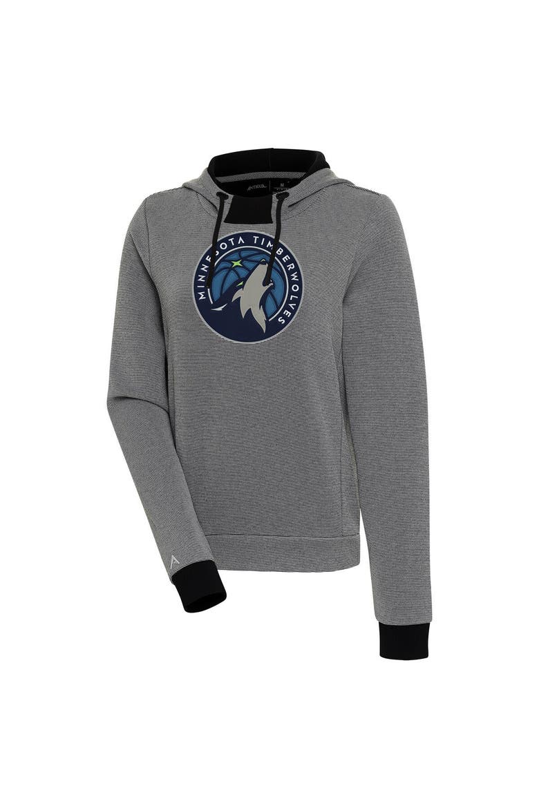Women's Antigua  Black Minnesota Timberwolves Axe Bunker Tri-Blend Pullover Hoodie, Main, color, Black