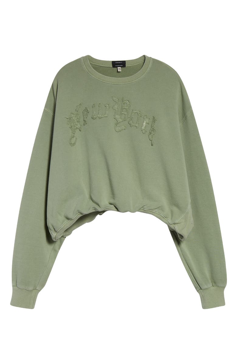 R13 New York Appliqué Cotton Fleece Balloon Sweatshirt, Alternate, color, 