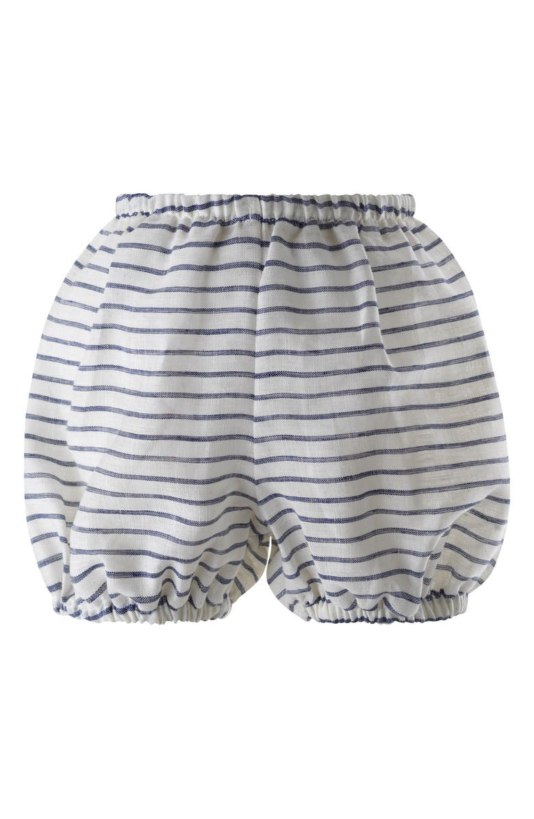 Rachel Riley Stripe Linen Bow Dress & Bloomers, Alternate, color, 