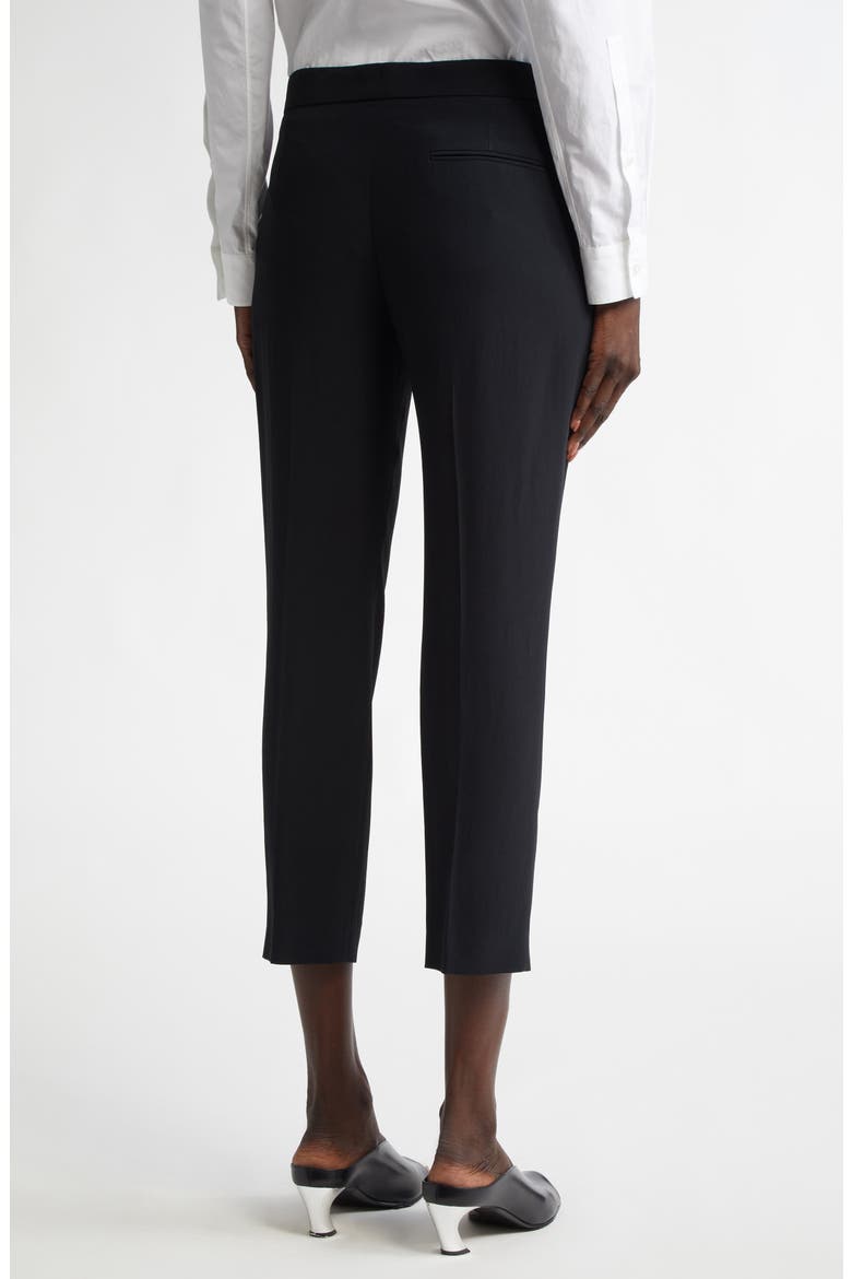 Leaf Crepe Cigarette Ankle Pants, Alternate, color, BLACK
