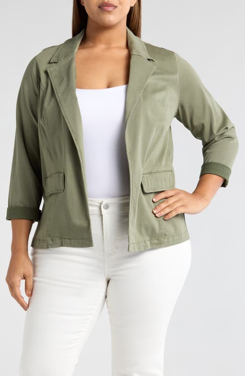 Liverpool Los Angeles Fitted Open Front Twill Blazer In Martini Olive