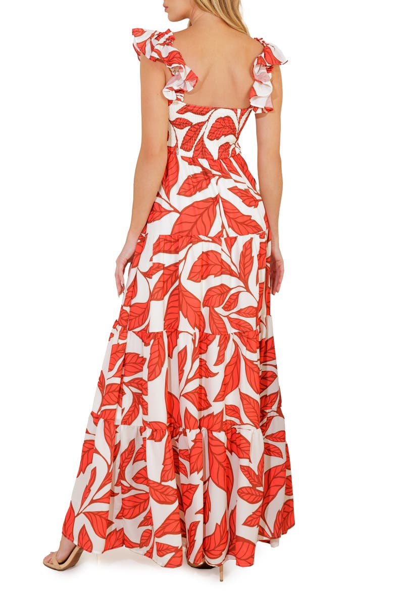 Ruffle Strap Tiered Maxi Dress, Alternate, color, OFF WHITE/ RED