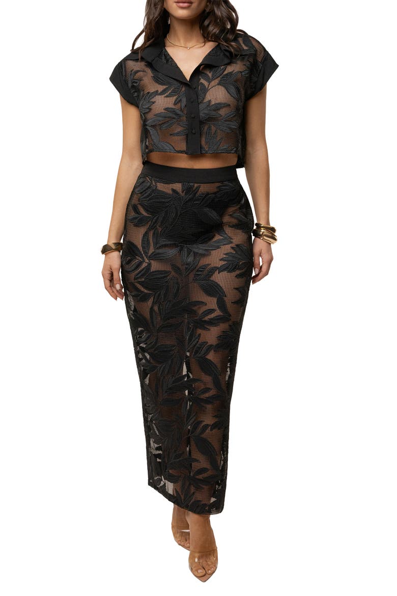 Bali Nights Embroidered  Skirt, Alternate, color, Black
