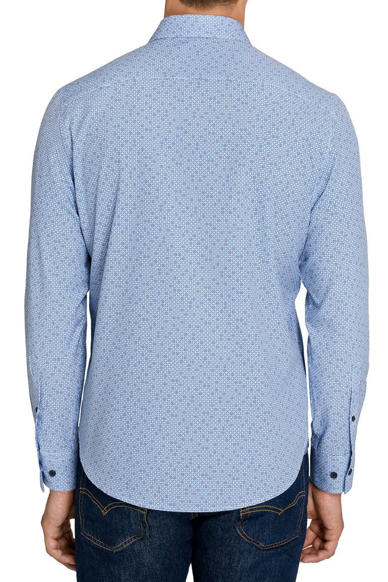 Geo Floral Performance Shirt, Alternate, color, WHITE/ PURPLE