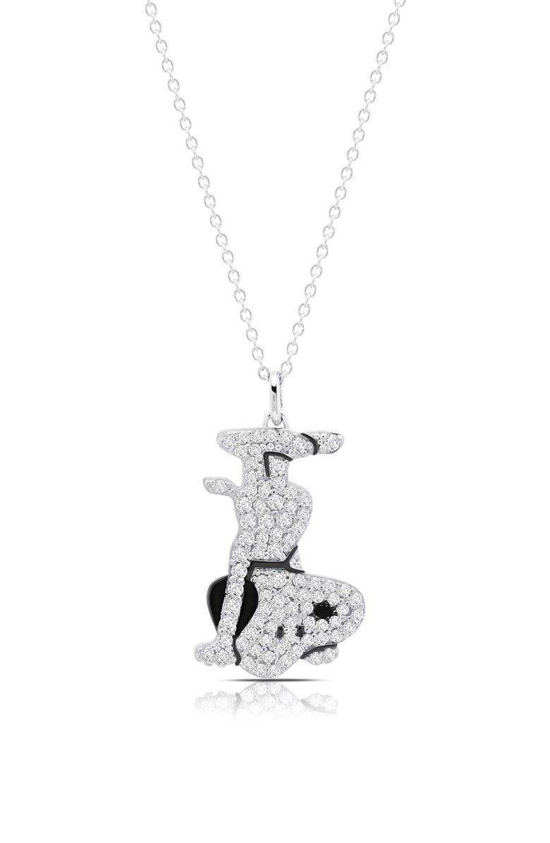 Crislu Snoopy Headstand Pavé Pendant Necklace, Main, color, Pure Platinum / Clear Stone
