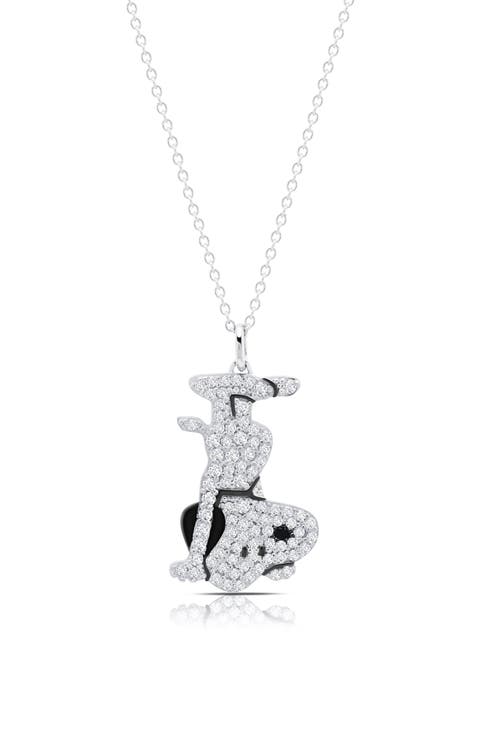 Snoopy Headstand Pavé Pendant Necklace