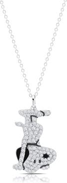 Crislu Snoopy Headstand Pavé Pendant Necklace