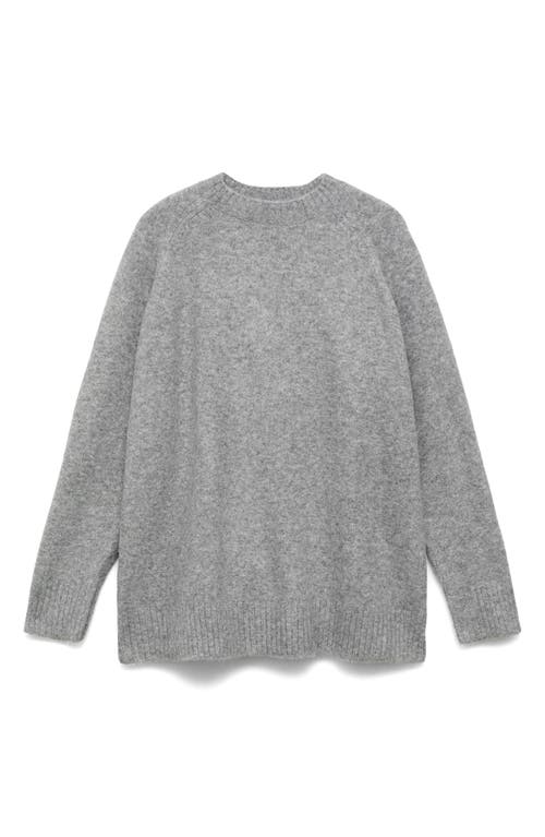 Mango Crewneck Raglan Sleeve Sweater In Gray
