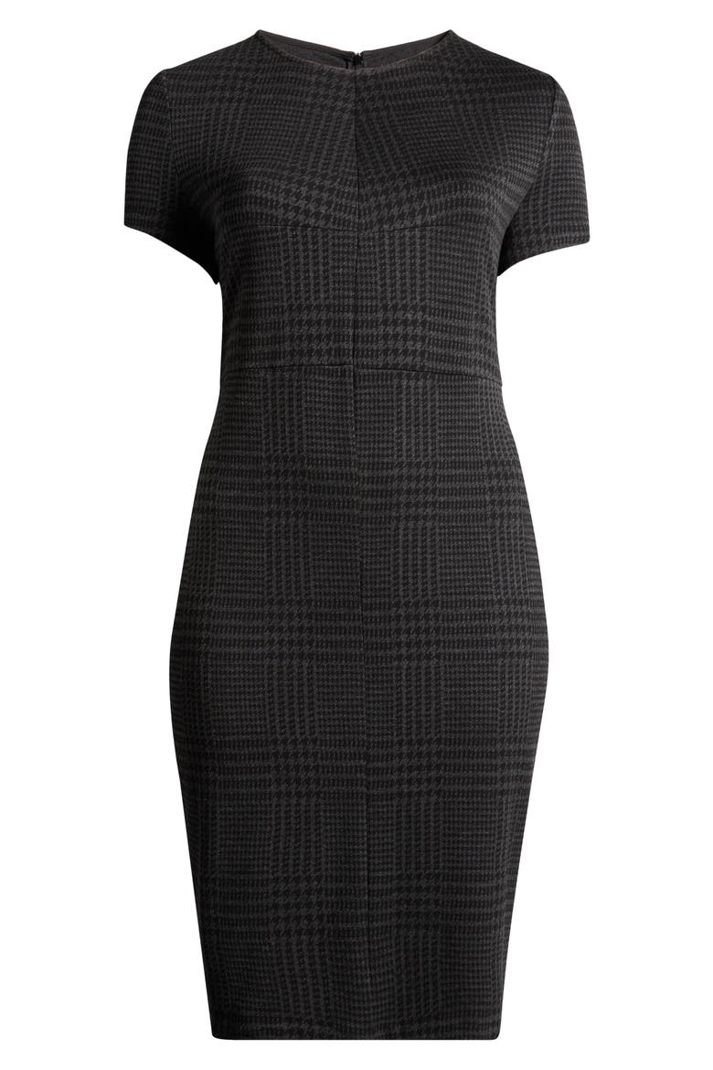 Executive Stretch Ponte Dress, Alternate, color, CHARCOAL HOUNDSTOOTH