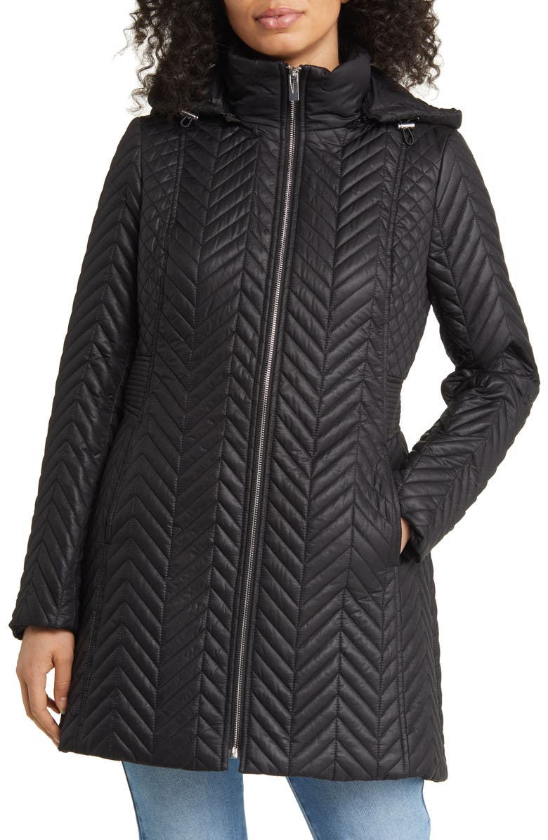 Via Spiga Herringbone Quilted Water Resistant Hooded Jacket, Alternate, color, 
