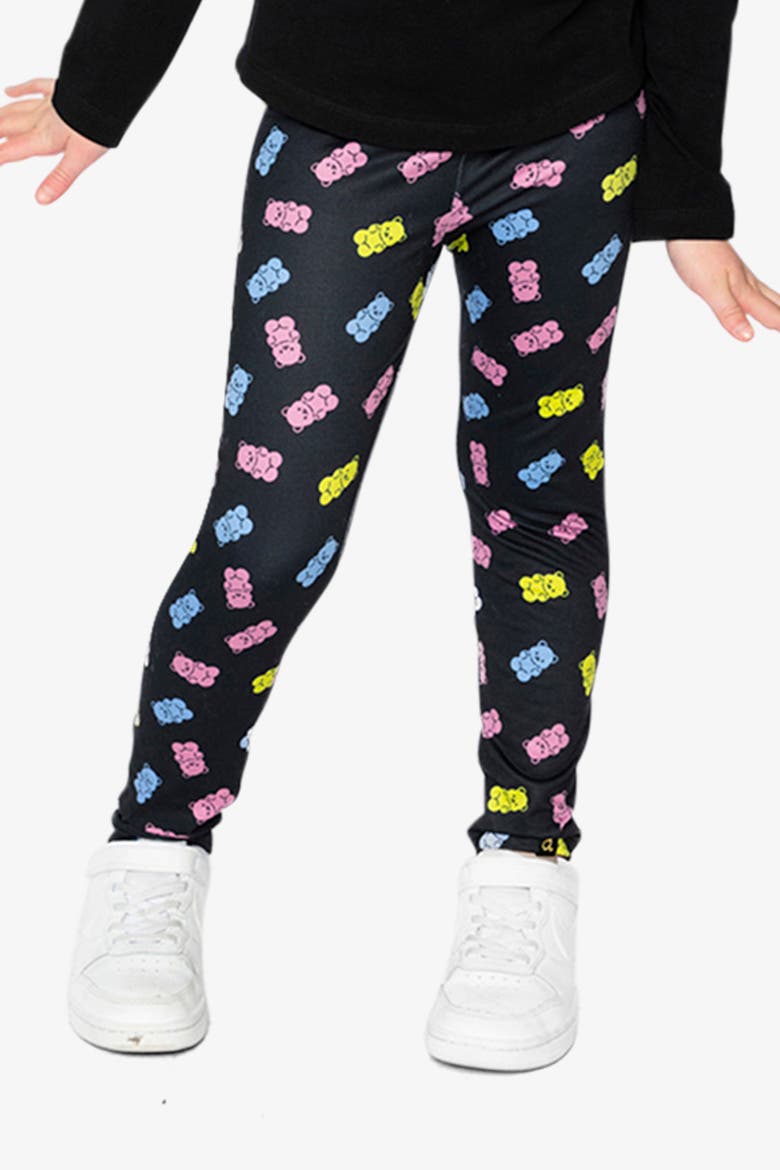 Gummy Bears Elastic Waistband Leggings, Alternate, color, Black Printed Gummy Bears