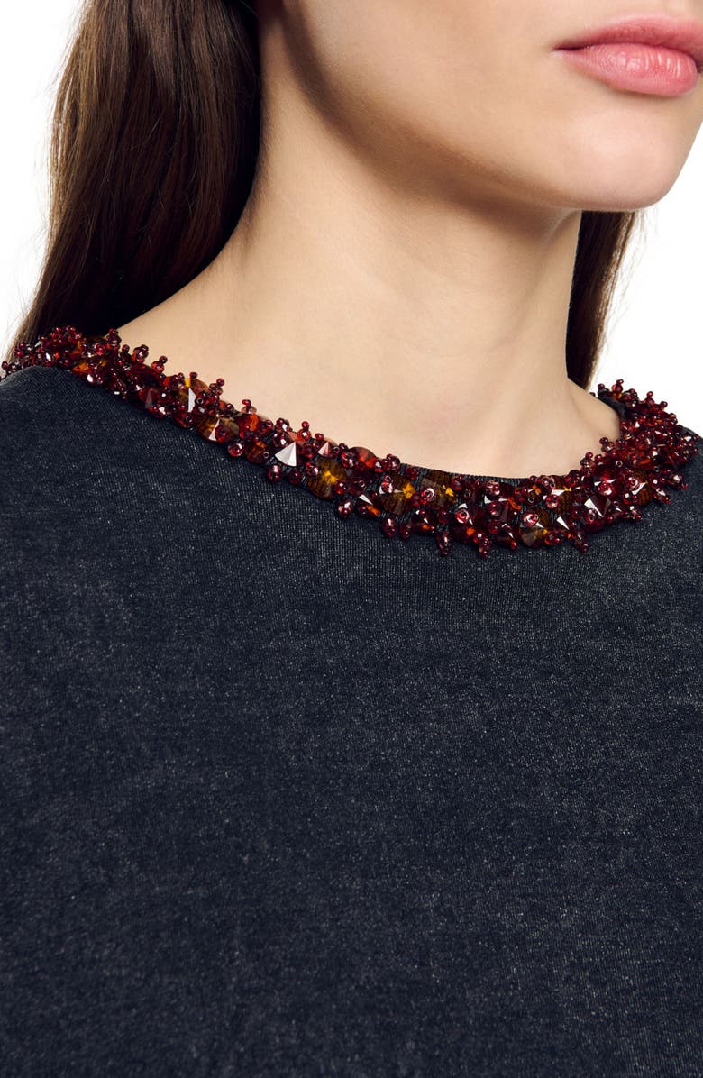 SANDRO Cropped beaded T-shirt, Alternate, color, 