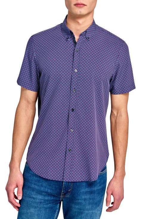 Geo Short Sleeve Woven Button Down Shirt