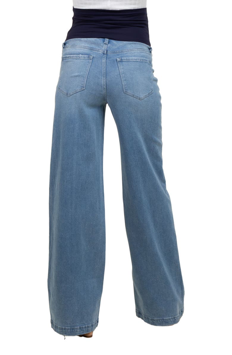 PinkBlush Front Seam Super Wide Leg Maternity Jeans, Alternate, color, Blue