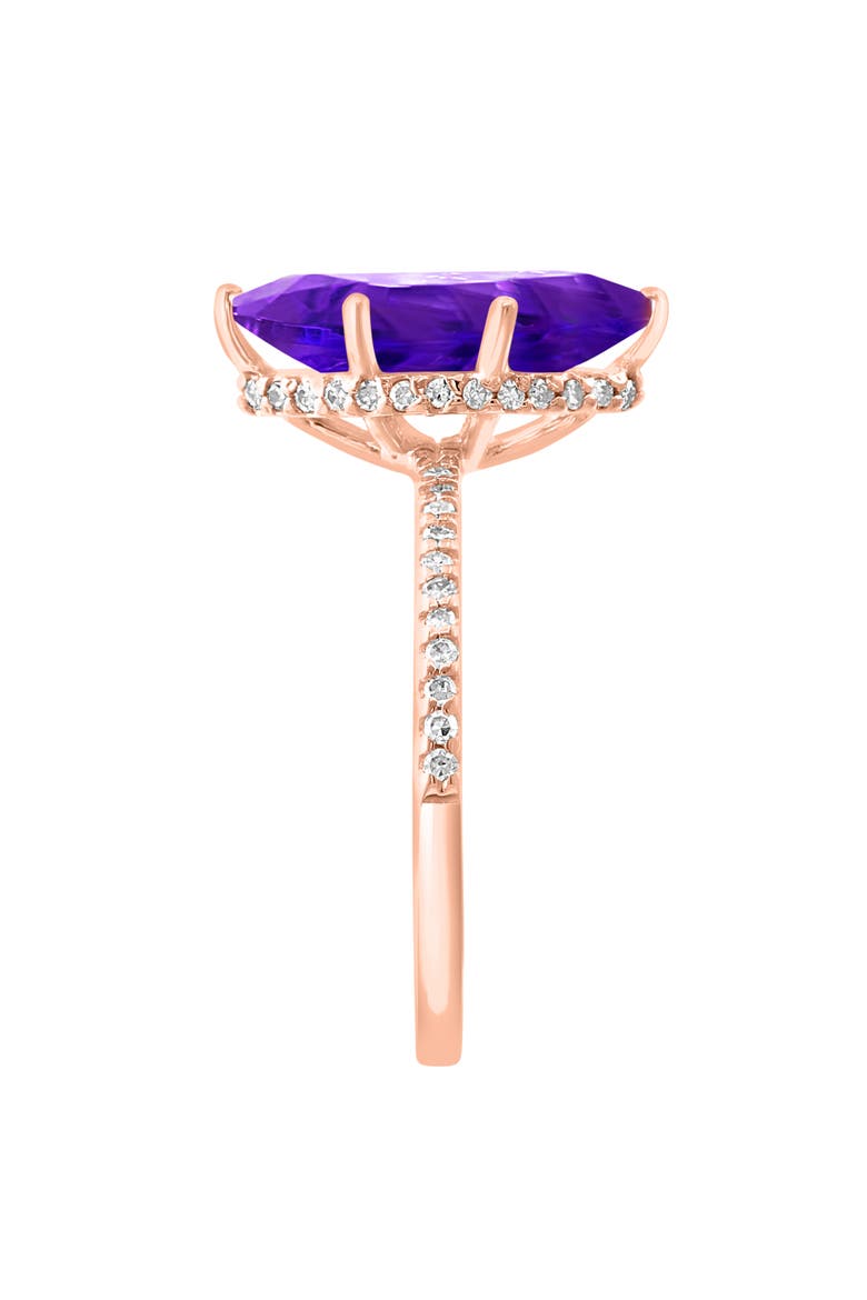 14K Rose Gold Amethyst & Diamond Ring, Alternate, color, PURPLE
