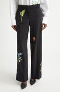 Stella McCartney Embroidered Wool Straight Leg Pants