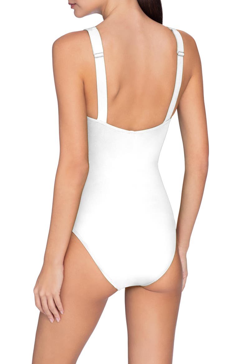 Ava Plunge Underwire One-Piece Swimsuit, Alternate, color, WHITE