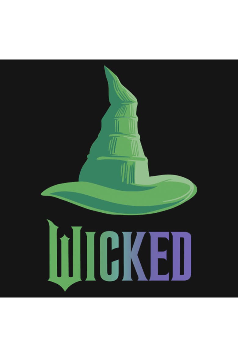 Junior's Wicked For Good Elphaba Classic Hat Logo  Sweatshirt, Alternate, color, Black