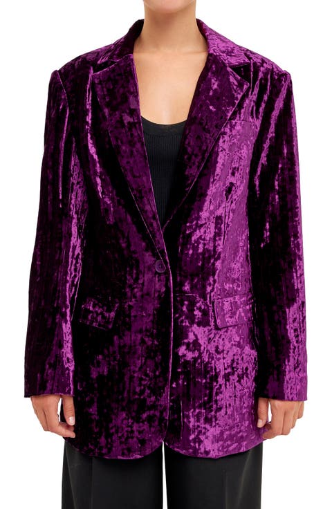 Pleated Crushed Velvet Blazer