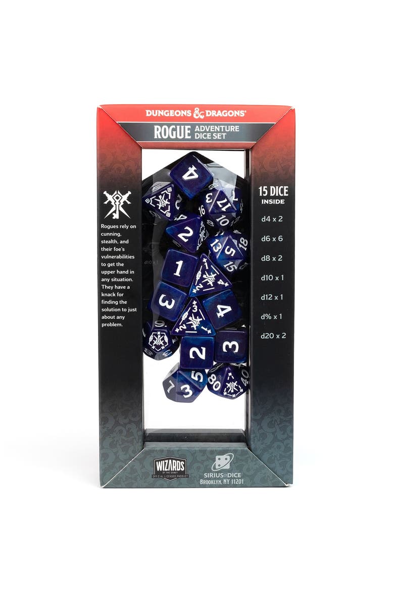 D&D Adventure Dice Rogue Purple, 15Pc Rpg Die Set, Alternate, color, Purple