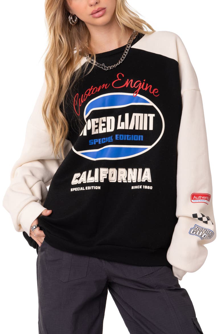 Fast Track Graphic Sweatshirt, Main, color, BLACK