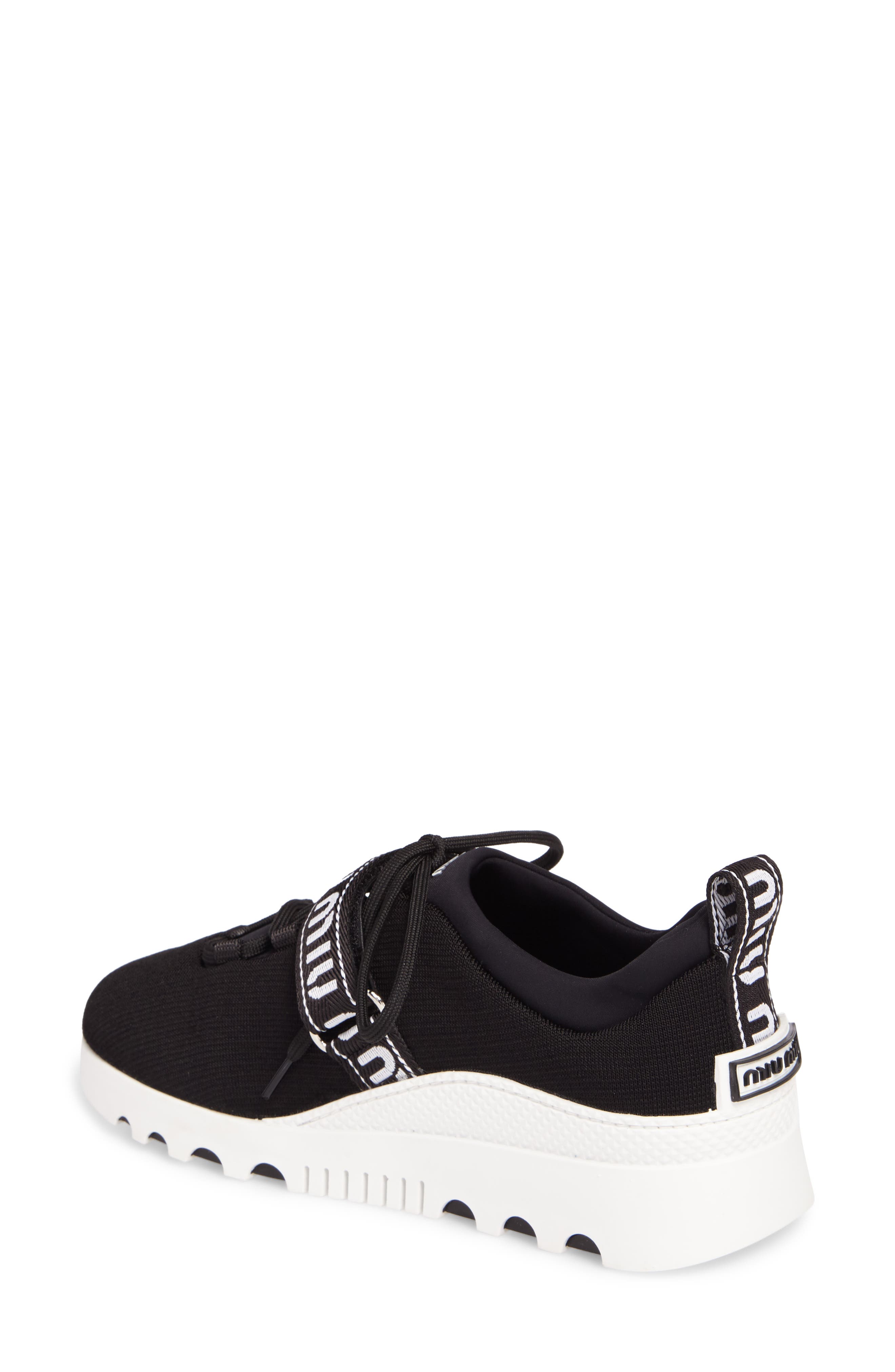 Miu Miu Logo Strap Platform Sneaker, Alternate, color, 