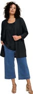 Roaman's Plus Size Eyelet Long Sleeve Cardigan & Tank Set
