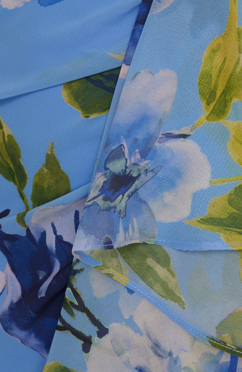 Adrianna Papell Printed Ruffle Chiffon Mermaid Gown, Alternate, color, 