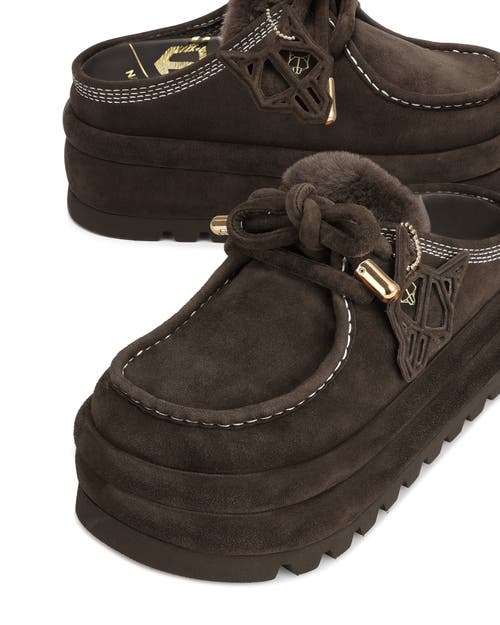 Naked Wolfe Blizzard Suede/shearling Slip-on In Brown