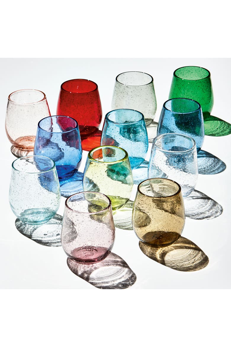 Bubble Glass Stemless Wine Glass for Parents Gift, Alternate, color, Blue