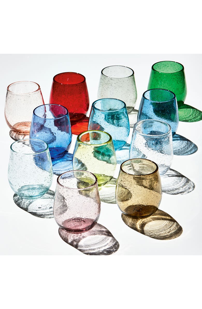 tag Light Green Bubble Glass Stemless Wine Glasses Dishwasher Safe, Alternate, color, Green