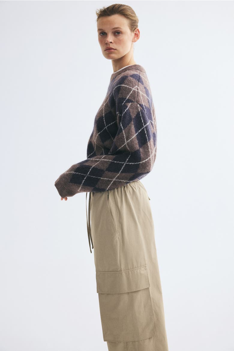 Oversized Knit Sweater, Alternate, color, Dark taupe/argyle