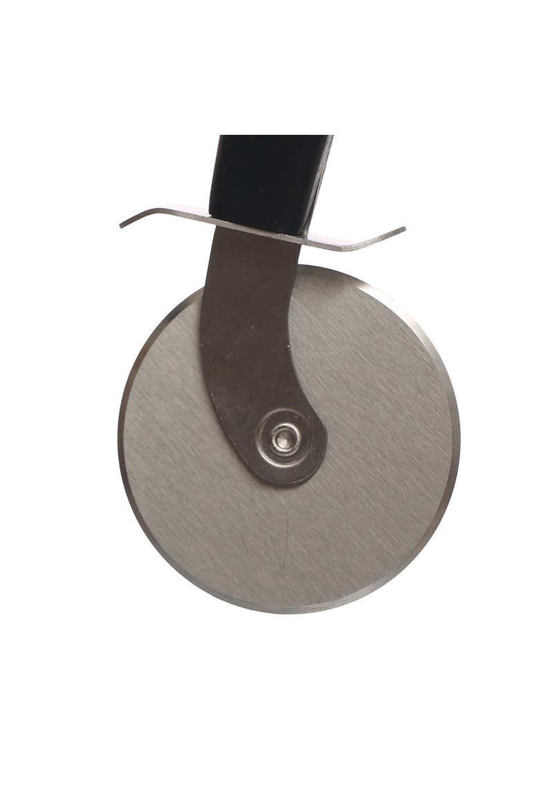 8-Inches Stainless Steel Pizza Cutter with Walnut Handle, Black, Alternate, color, Black