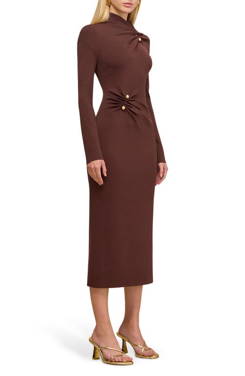 Cult Gaia Vera Ruched Mock Neck Long Sleeve Midi Dress In Burgundy