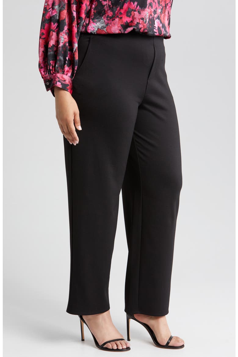 Drapey Ponte Ankle Wide Leg Pants, Alternate, color, BLACK ONYX