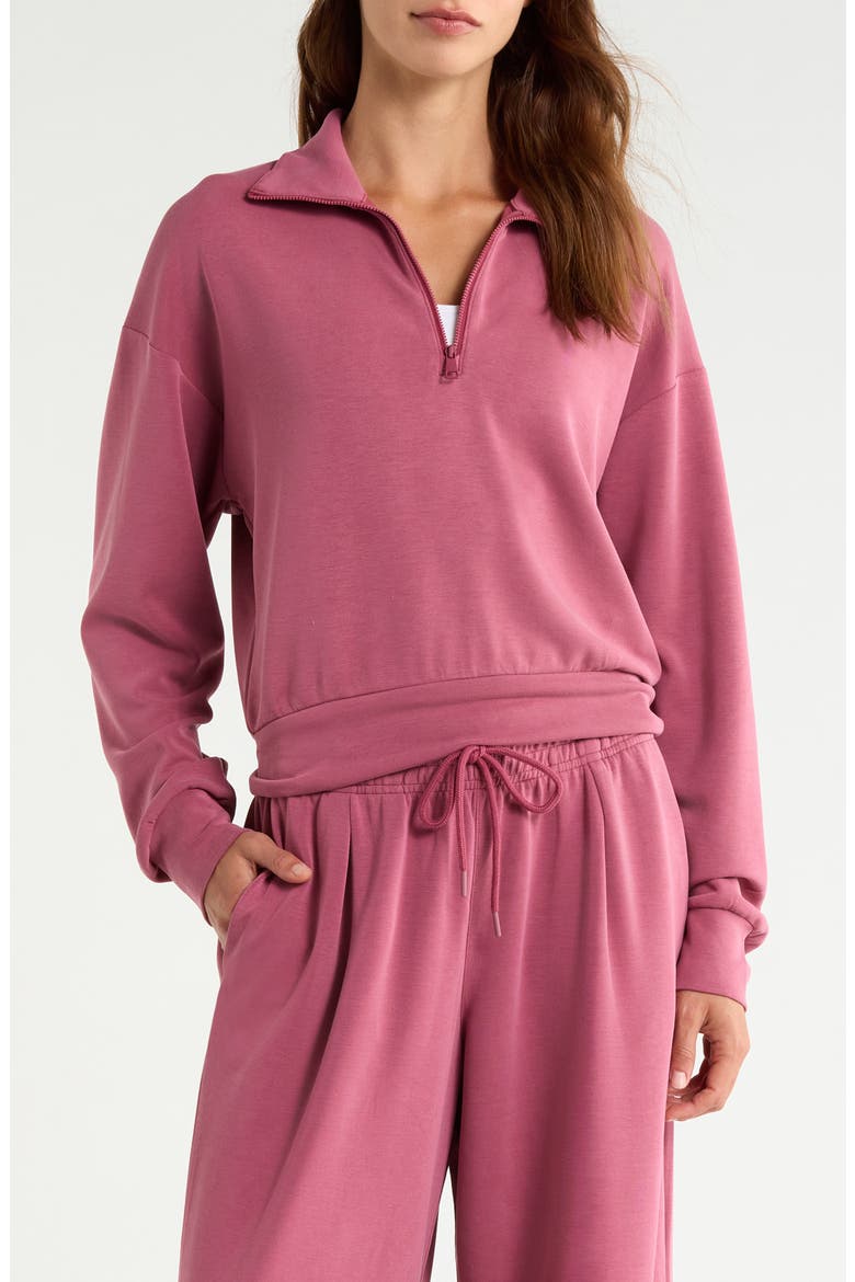 Sandwash Half Zip Pullover, Main, color, MUTED MAUVE